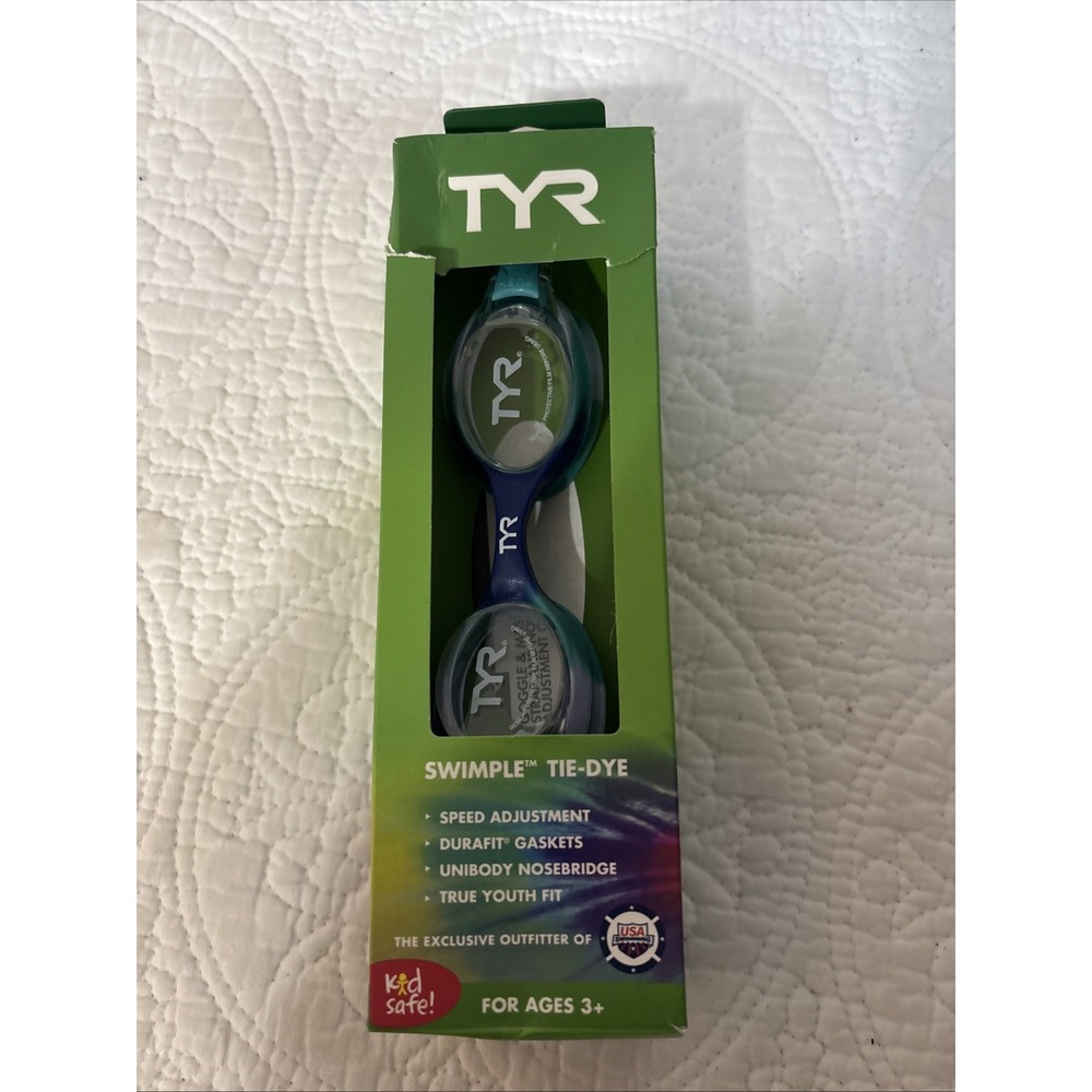 TYR Swimple‎ Tie Dye Kids Youth Swim Goggles Green/blue